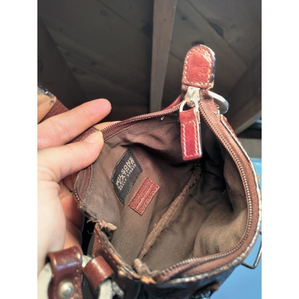 Wilson's Leather vintage small hand purse brown Italian leather - Picture 7 of 9
